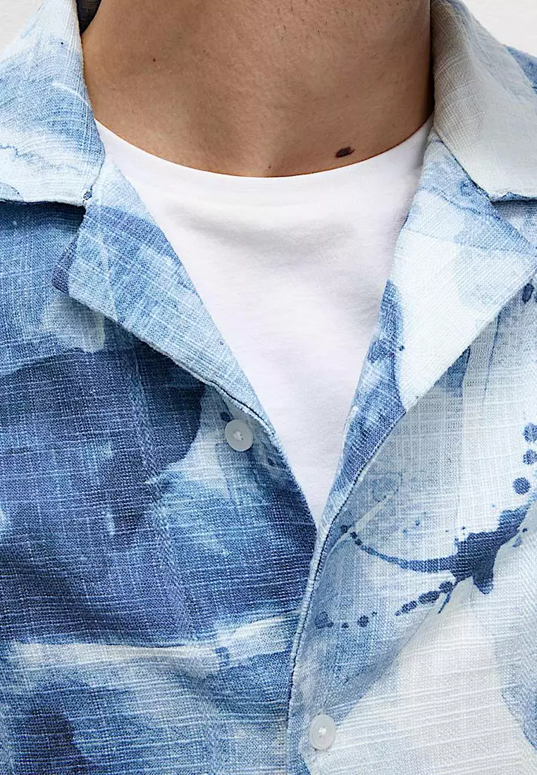 Cotton Rich Short Sleeve Cuban Collar Shirt