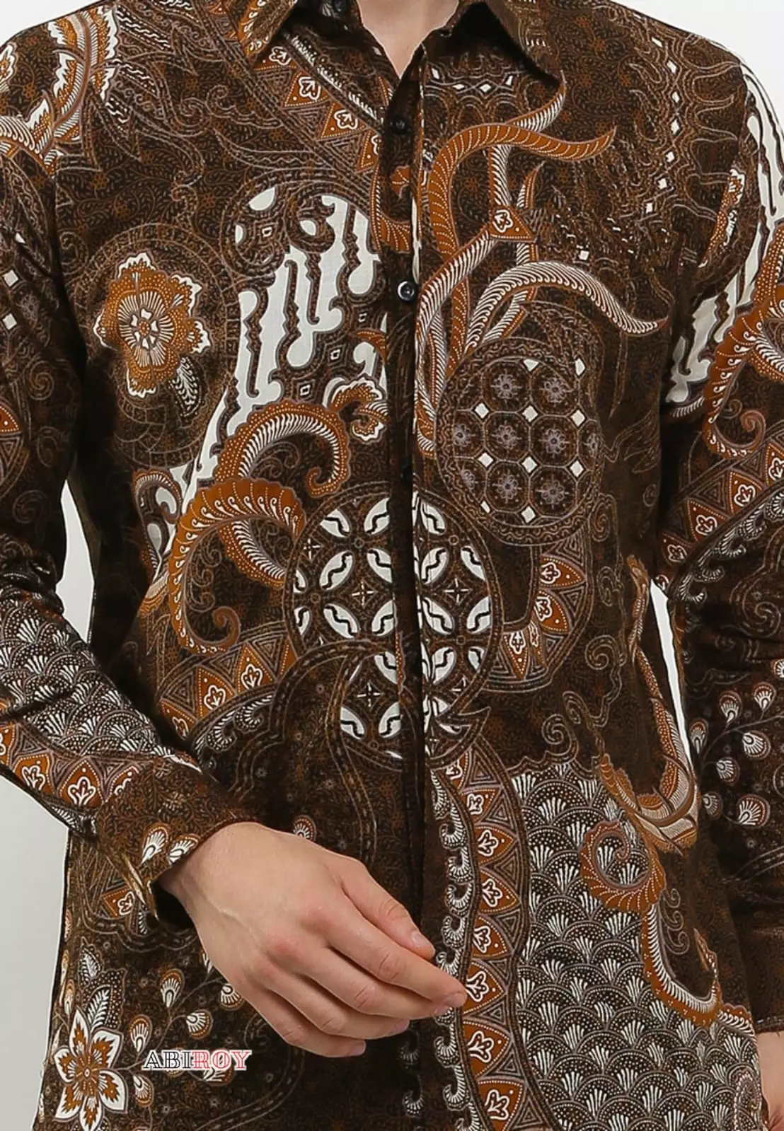 Kemeja Batik Pria Premium Slimfit Elegant Modern Lengan Panjang Kertajaya Coklat