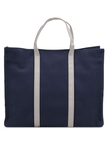 Bagstation blue and navy Duo-Tone Canvas Top Handle Bag BA607AC0SRLRMY_1