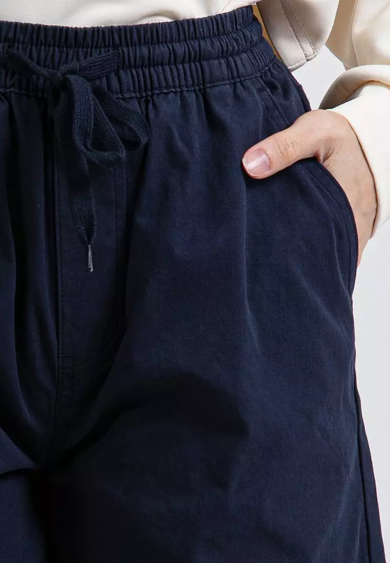 Forest Ladies Casual Cotton Short Pants Women Plain Drawstring Shorts - 865108-33Navy