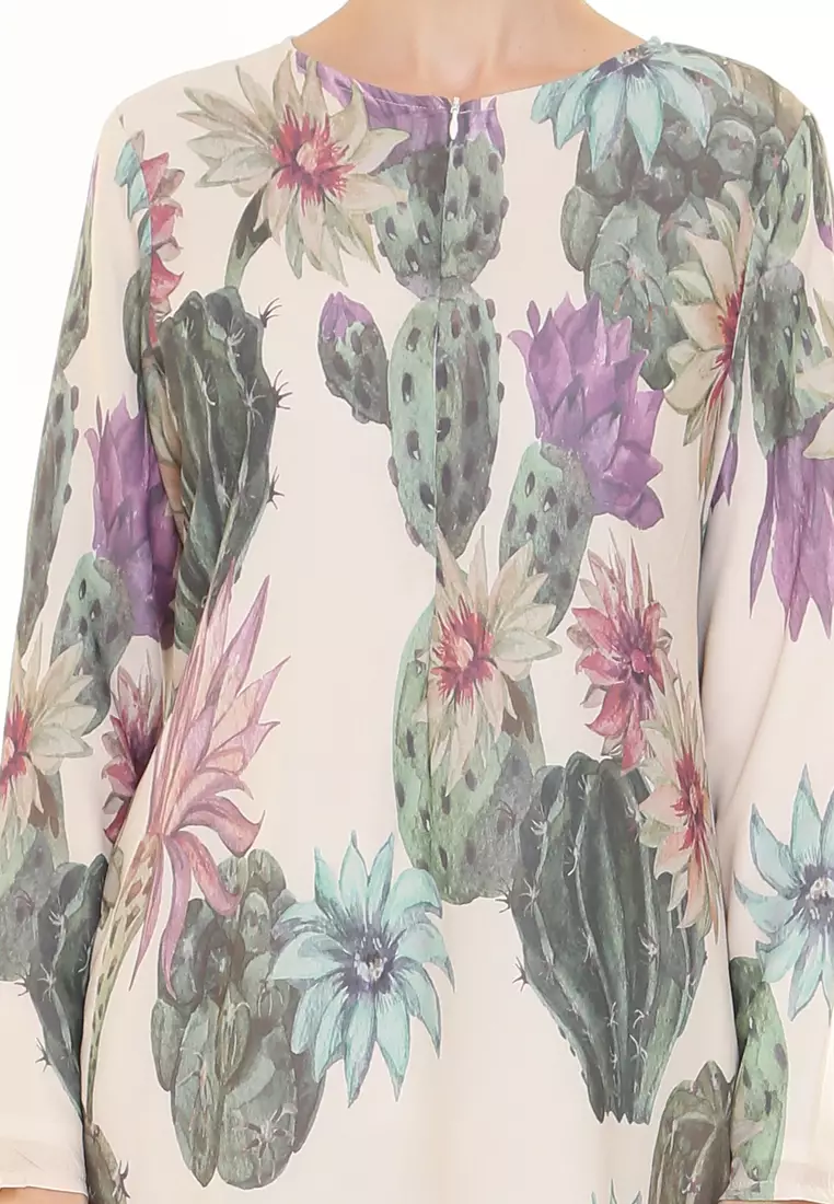 Rina Printed Kurung in Green Flower