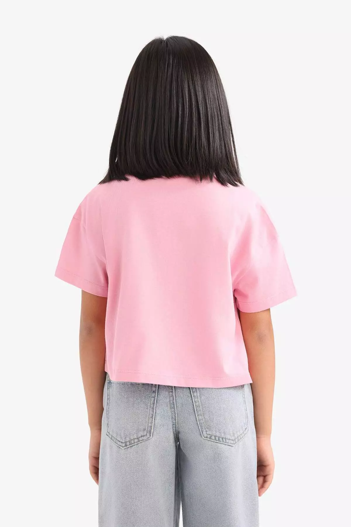 Girl's Crew Neck Printed Short Sleeve T-Shirt E0384A825Sm