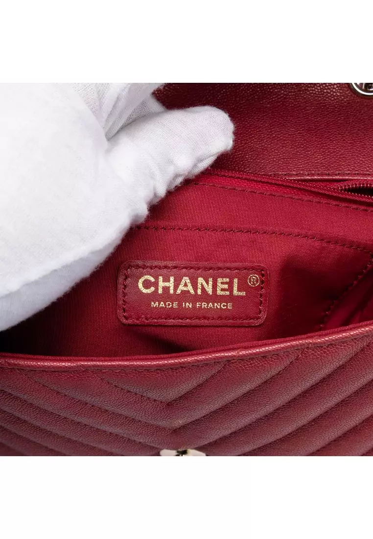 Pre-Loved Chanel Small Chevron Caviar Statement Flap