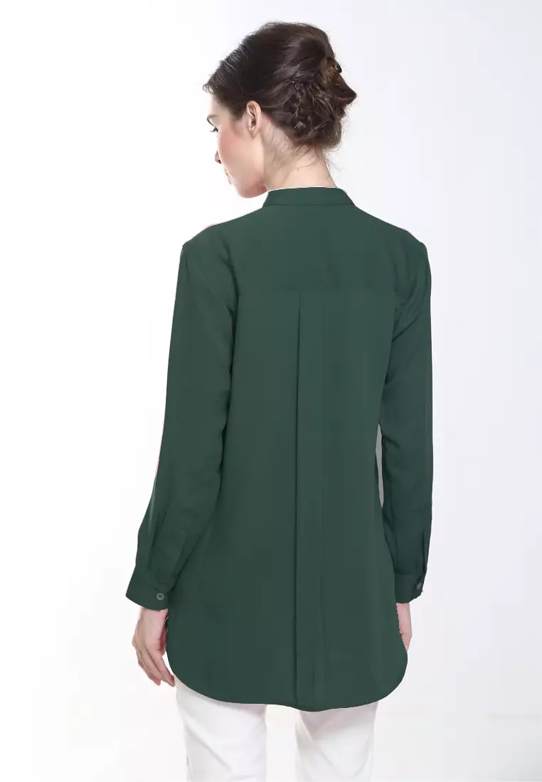 Eva Suit Office Wear Top in Emerald Green