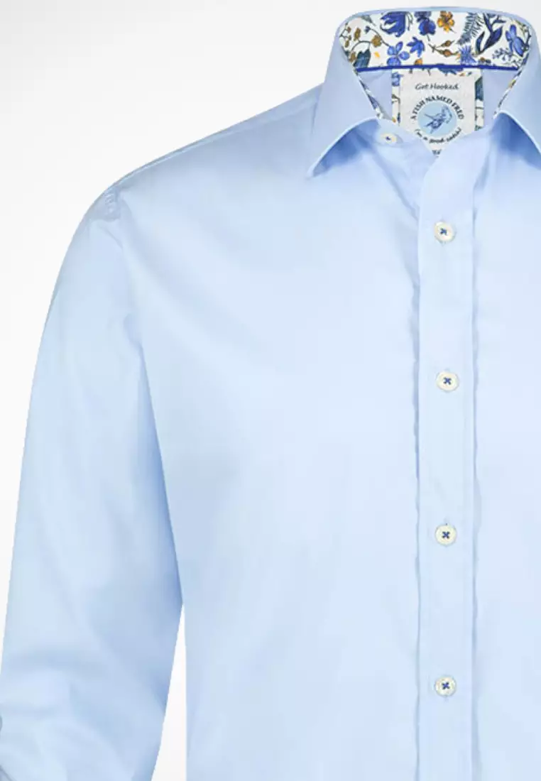 Men Basic - Power-stretch Long Sleeve Shirt - Light Blue
