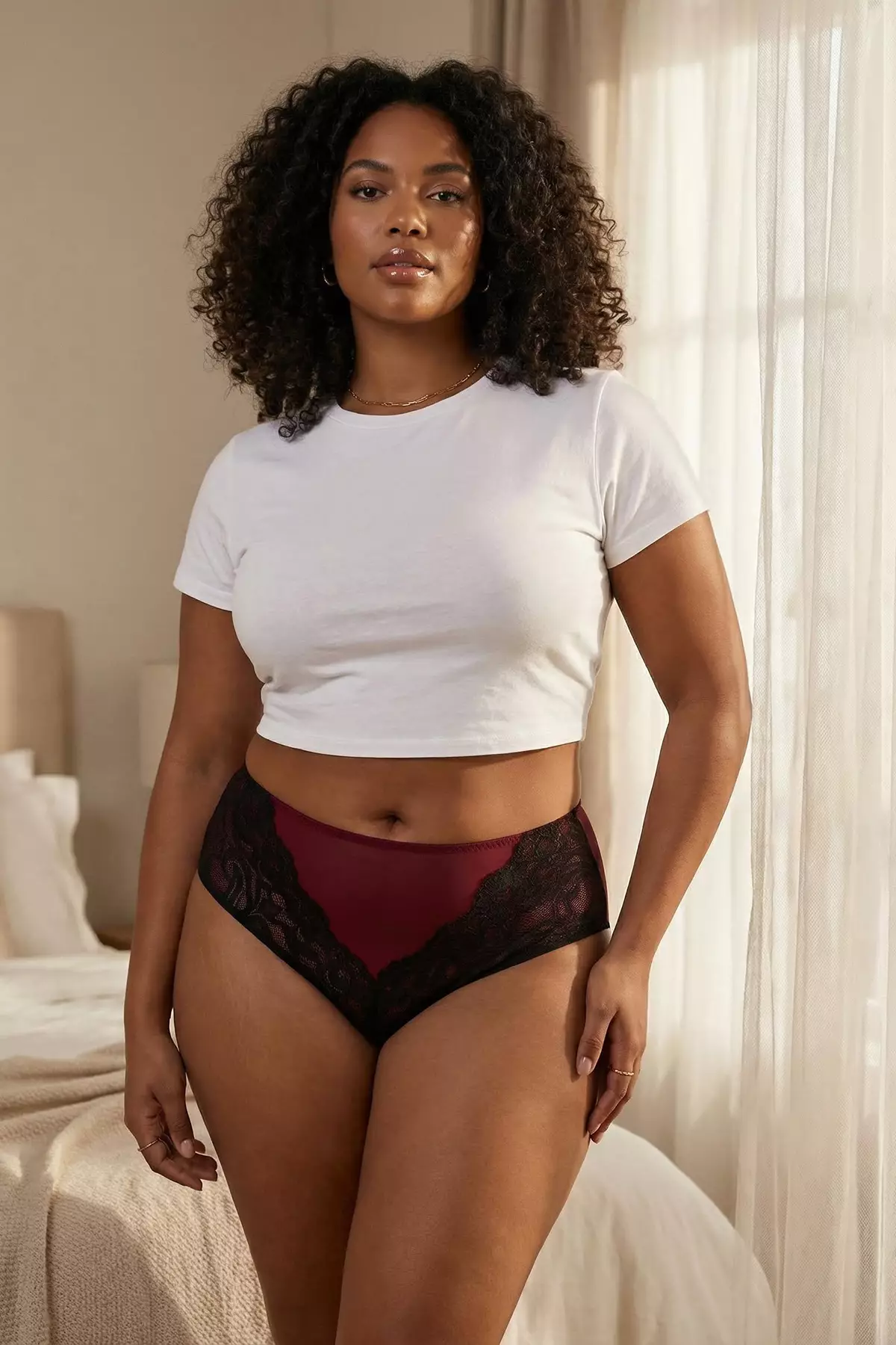 Cherry-Black 2-Pack Bow Lace Detailed Brazilian Sexy Plus Size Panties Tbbaw26Cm00002