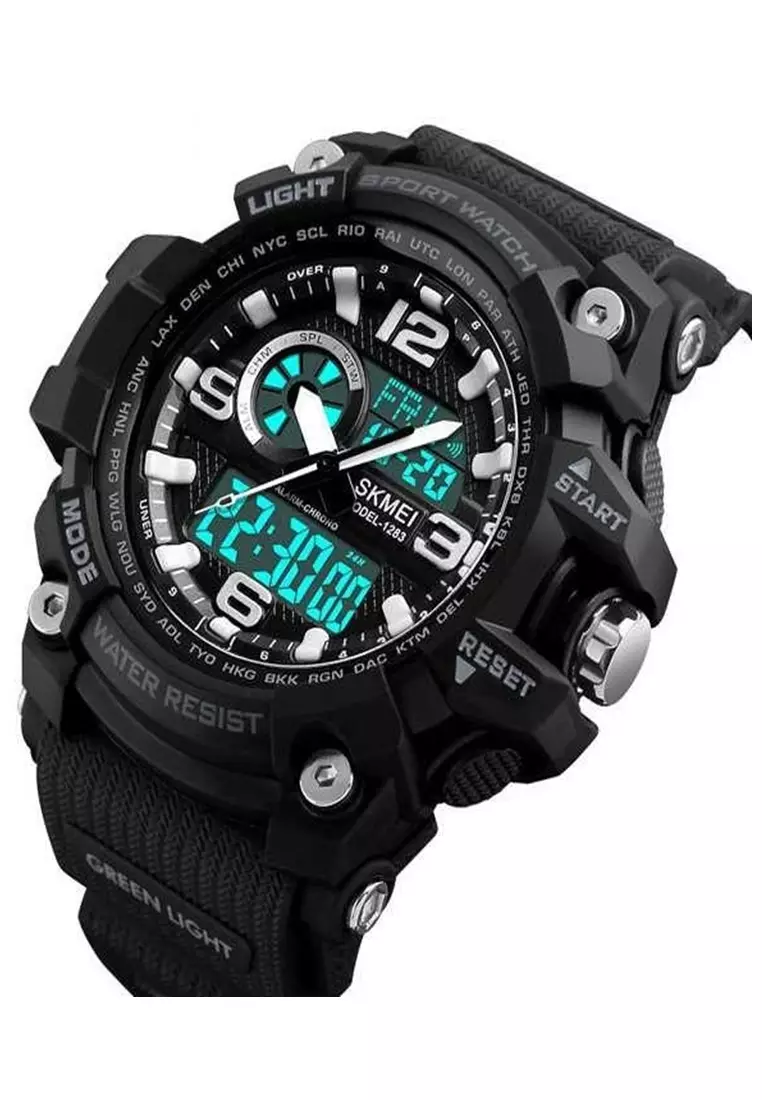 Jam Tangan Casual Digital Analog Pria LED Waterproof Strap Tali Material Silicone HG51 ORIGINAL
