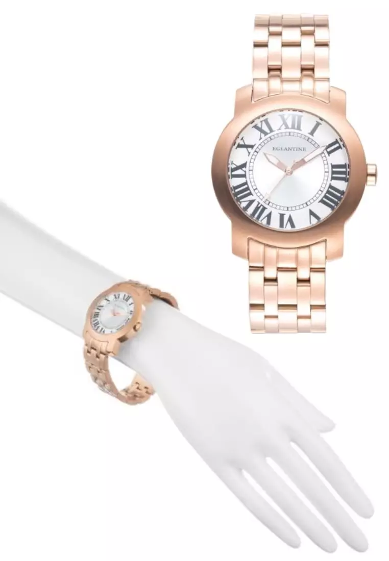 Emile Unisex Rose Gold Plated Steel Quartz Watch on Rose Gold Plated Steel Bracelet