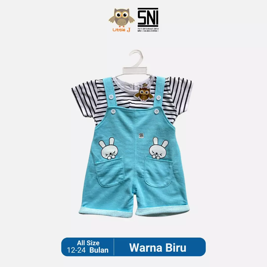 Little J Jumsuit Bayi Jumper Pendek Anak Cewek Romper Baju Kodok Motif Bear SNI Lokal