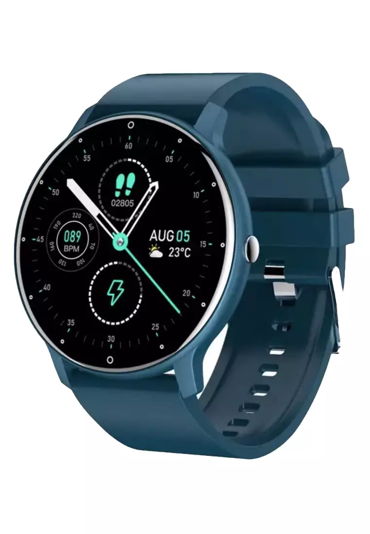 Unisex IOS/Android Blue SmartWatch with Stainless Steel Bracelet + 1 Free Blue Rubber Strap