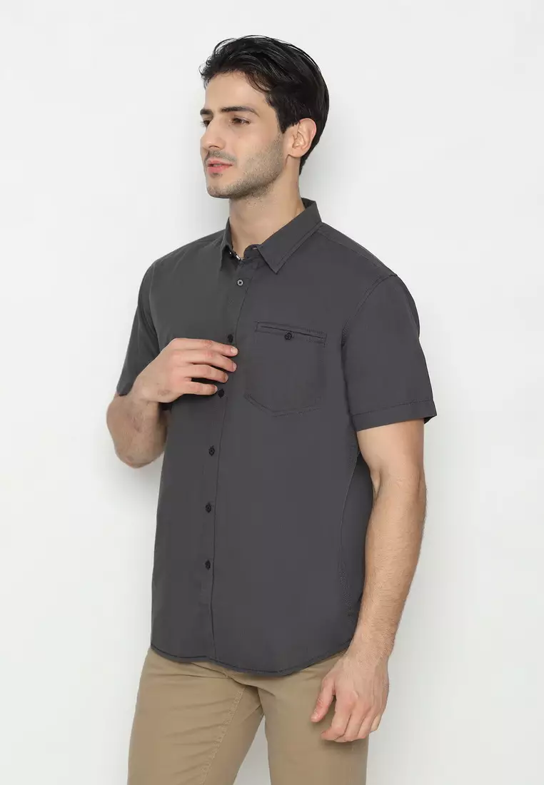 POLICE Kemeja Polos Cotton Regular Fit Pria