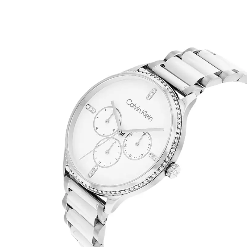 Jam Tangan Wanita Calvin Klein Dress 25200373 Ladies Silver Dial Stainless Steel Strap