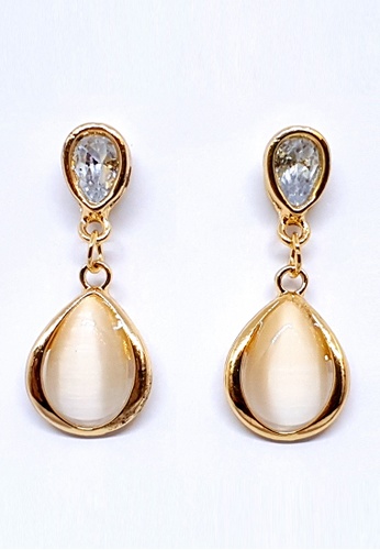 BELLE LIZ white Amanda Cat's Eye Stone Drop Earrings Gold 4BDF5AC5B98B9BGS_1