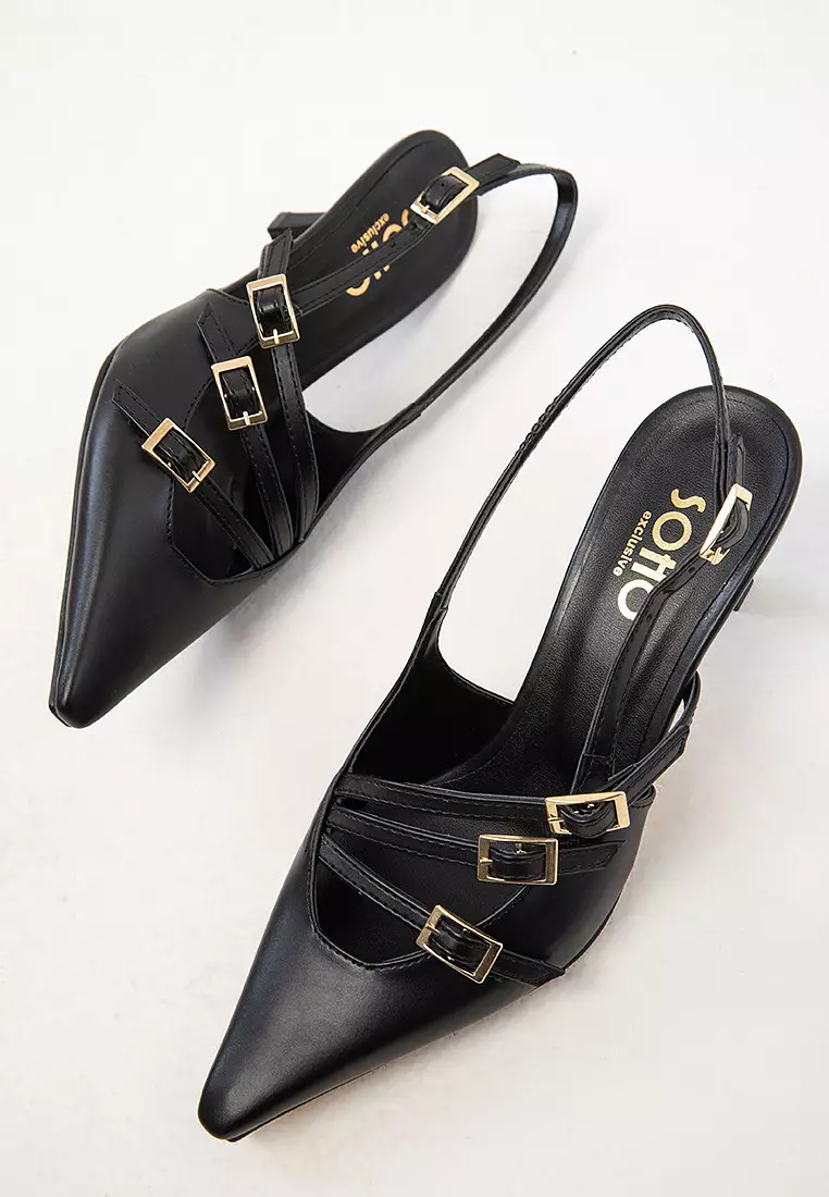 Slingback Buckle Strap Heels