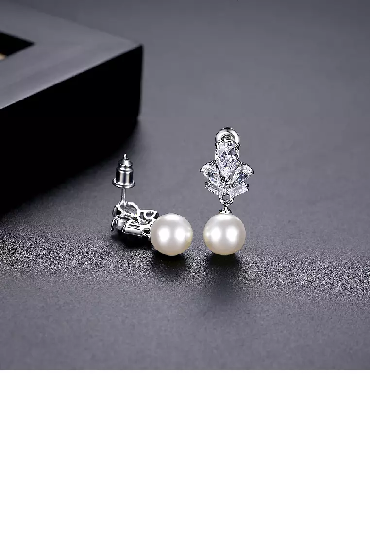 Buy SOEOES Fashion Elegant Floral Geometric Imitation Pearl Earrings ...
