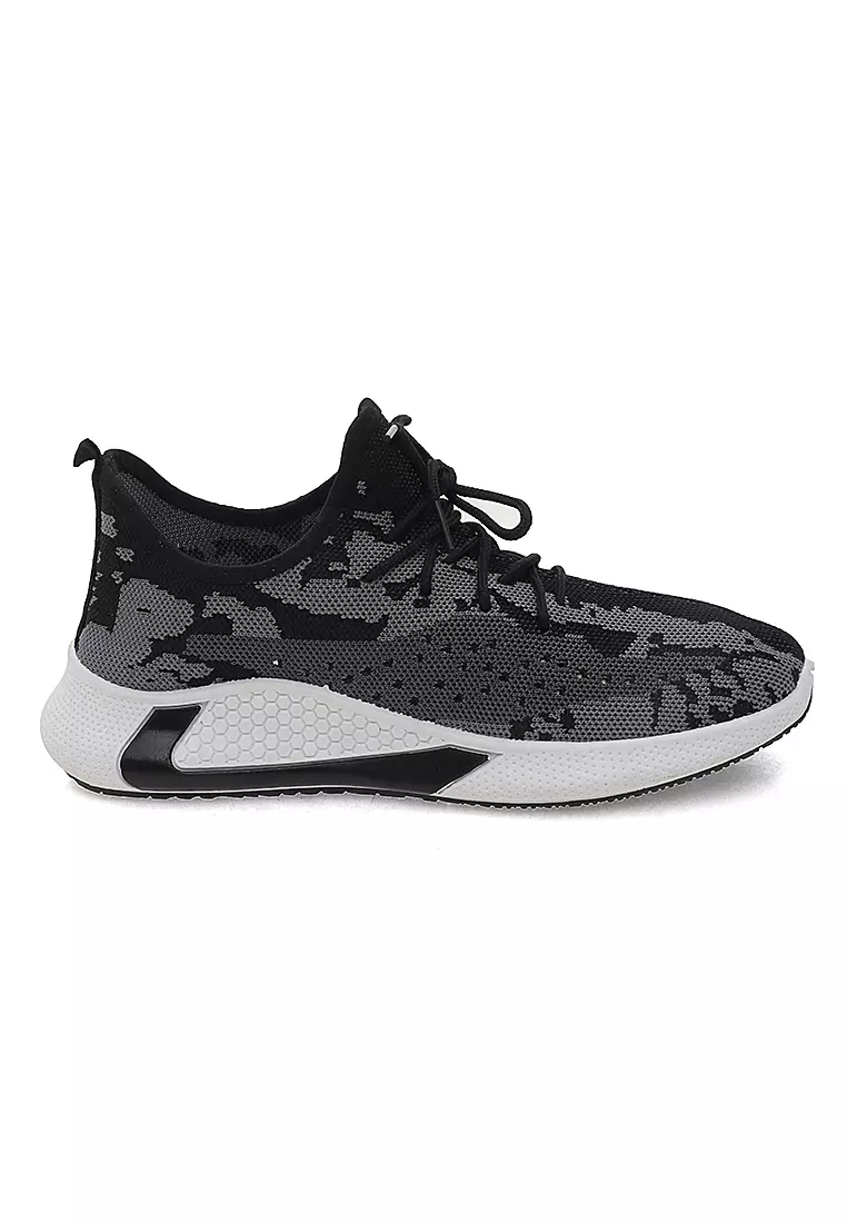 Chayton Sepatu Olahraga Pria Sneakers Abstract Motive Casual Sport Shoes Material Flyknit Mesh ORIGINAL - Black