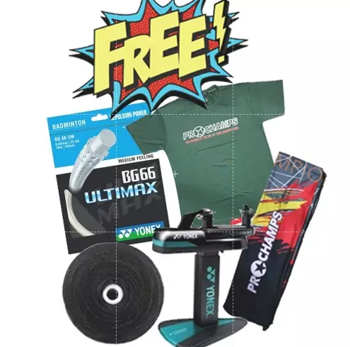 PROCHAMPS SMASH PRO 400 RAKET ORIGINAL  (PAKET SENAR YONEX BG 66 FORCE)