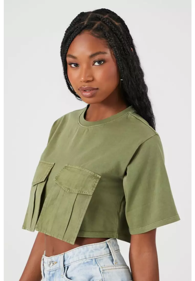 Buy FOREVER 21 Cargo Pocket Cropped Tee 2024 Online ZALORA