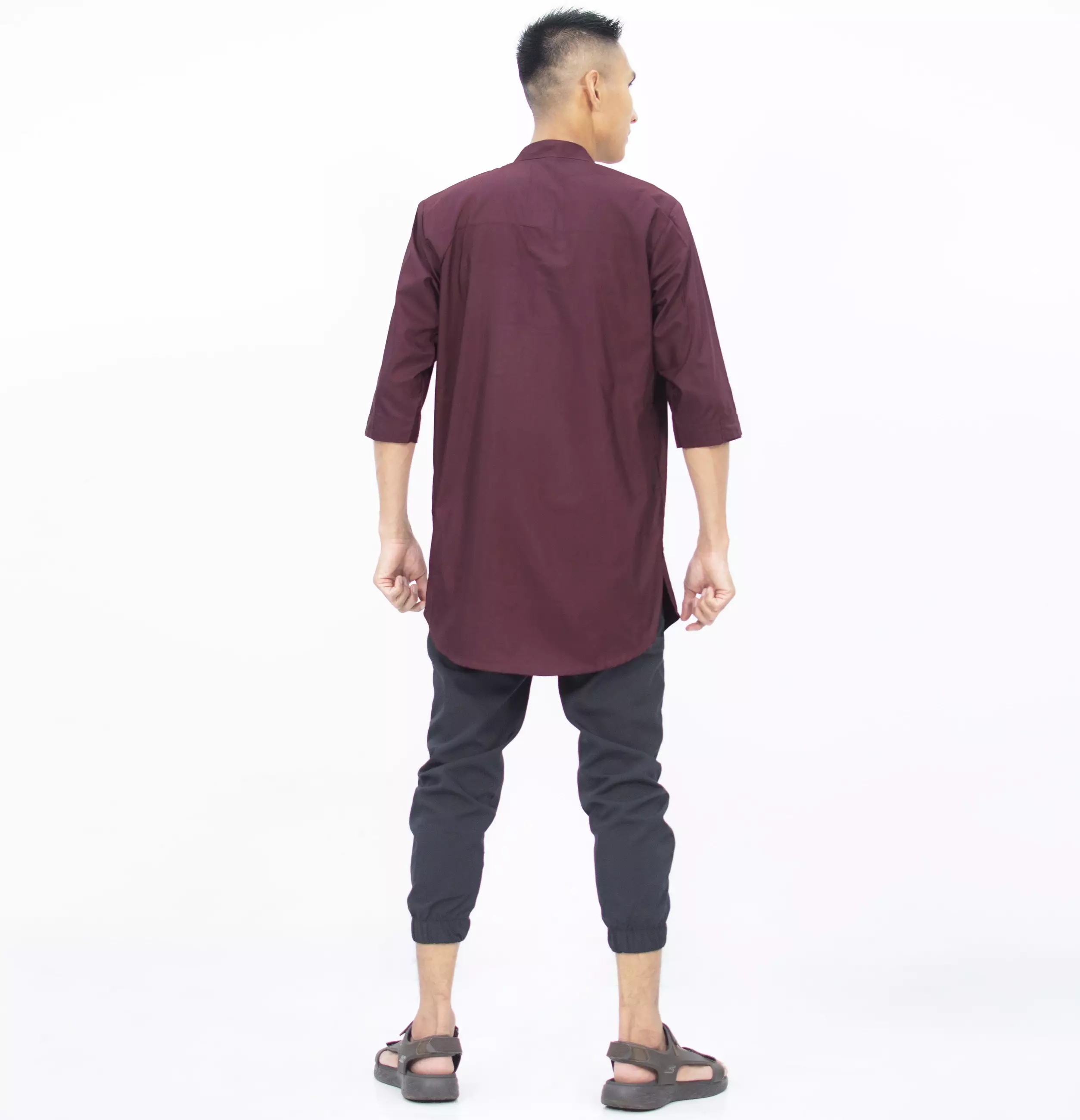 AMMAR Baju Koko Kurta Pakistan Busana Muslim Pria Fashion Muslim Pria Kurta Pria Kemeja Koko - MARUN