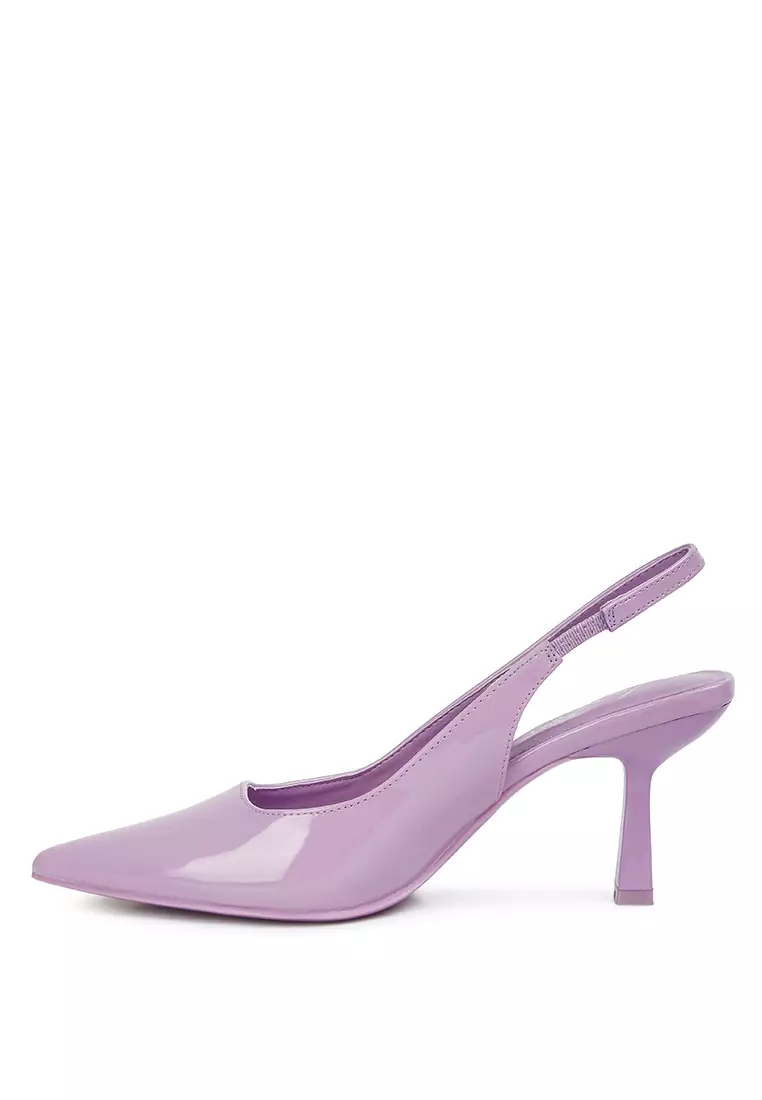 Lilac Pointed Toe Kitten Heel Sandals