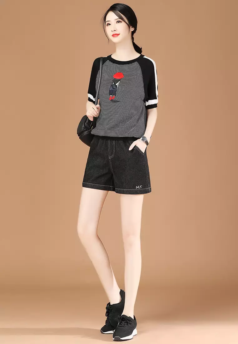 Girls black cheap chino shorts