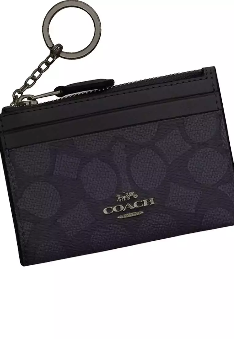 Mini Skinny ID Case In Signature Canvas Charcoal/Black CW870