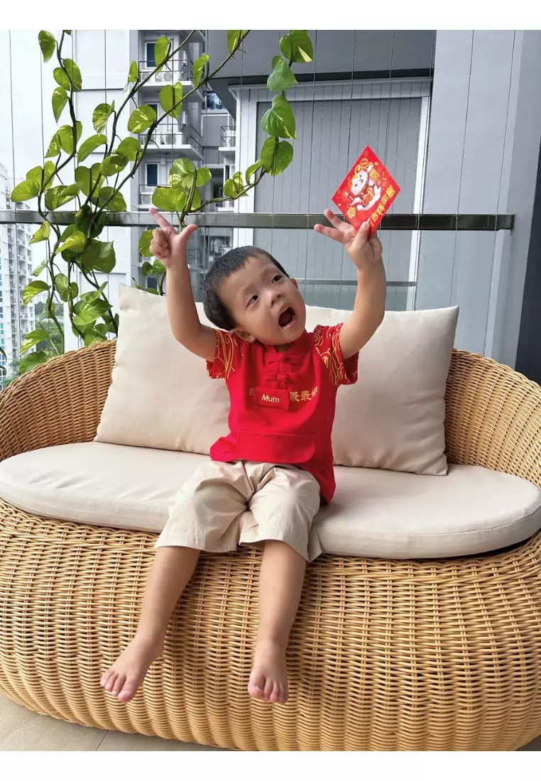 嬰兒兒童男童唐装汉服套装紅包放这上衣及短褲春節中國新年裝