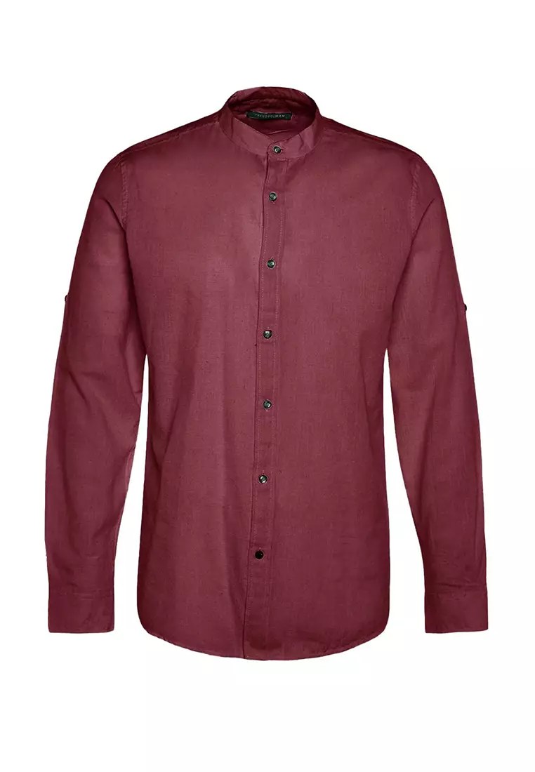 Slim Fit Grandad Collar Shirt