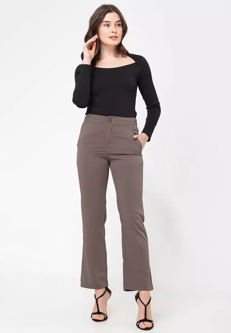 Marjorie Straight Cut Slacks With Elastic Waistband
