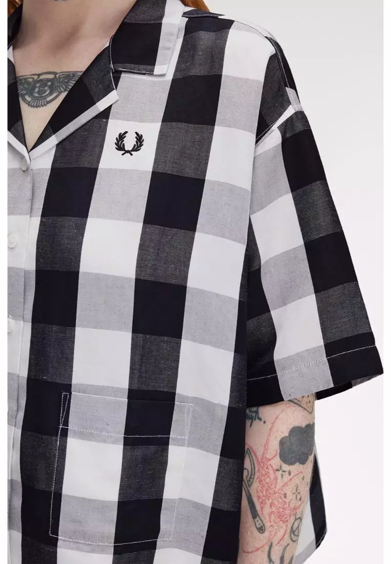 Fred Perry G9193 Monochrome Check Shirt (White)