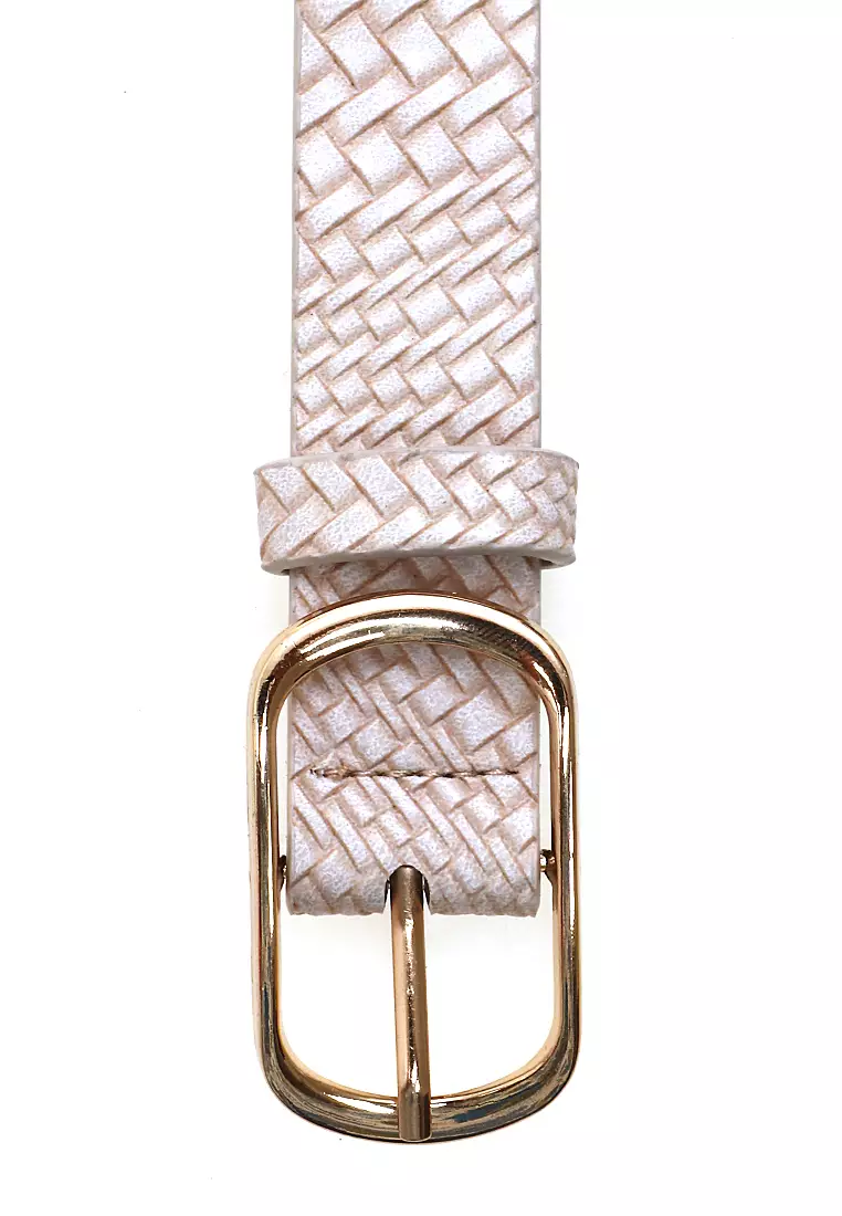 Fern Belt Gesper Ikat Pinggang Wanita Motif Classic Comfortable Material Kulit Leather ORIGINAL - White