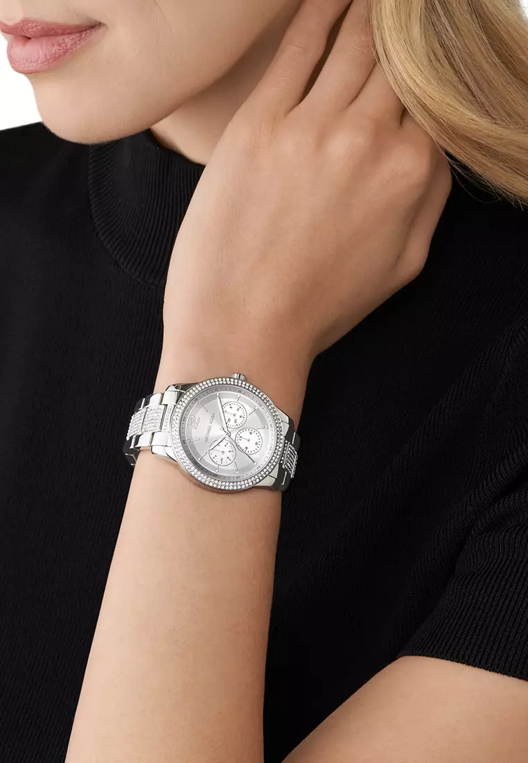 Michael kors ladies watches silver diamante best sale