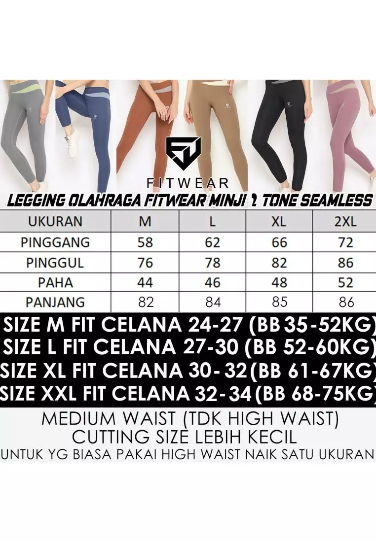 Fitwear - Legging Panjang Olahraga Wanita 2TONE MINJI SEAMLESS - BRICK PJ