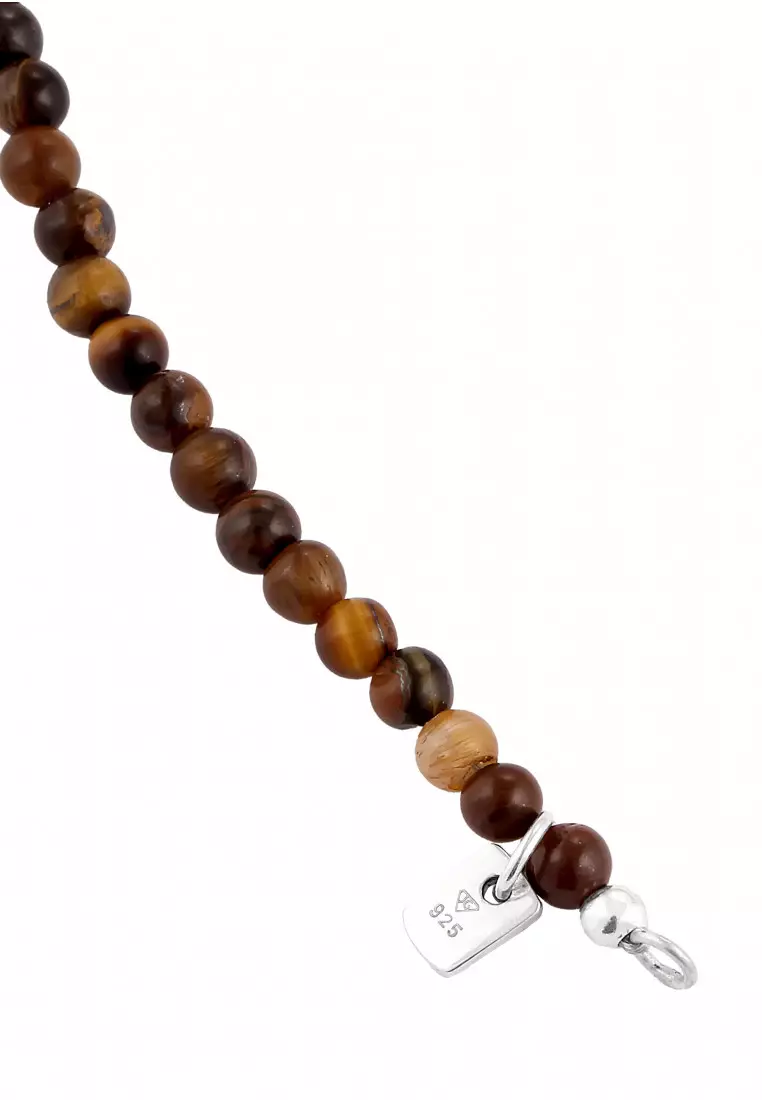 EXCLUSIVE Gelang Perhiasan Perak 925 Pria Beads Tigers Eye