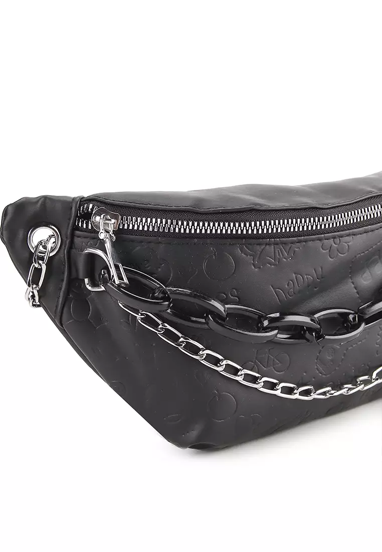 Chain Leather Sling Bag
