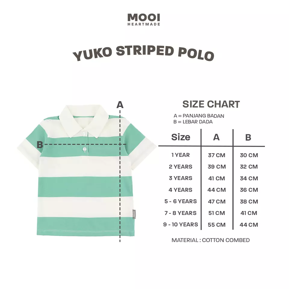 Mooi Kemeja Anak Laki-Laki Yuko Striped Polo - Sage Green