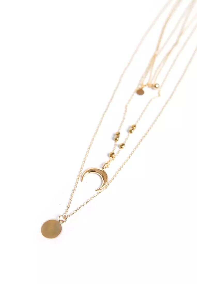 Kalung Liontin Choker Retro Pendant Necklace Perhiasaan Fashion Wanita - Gold