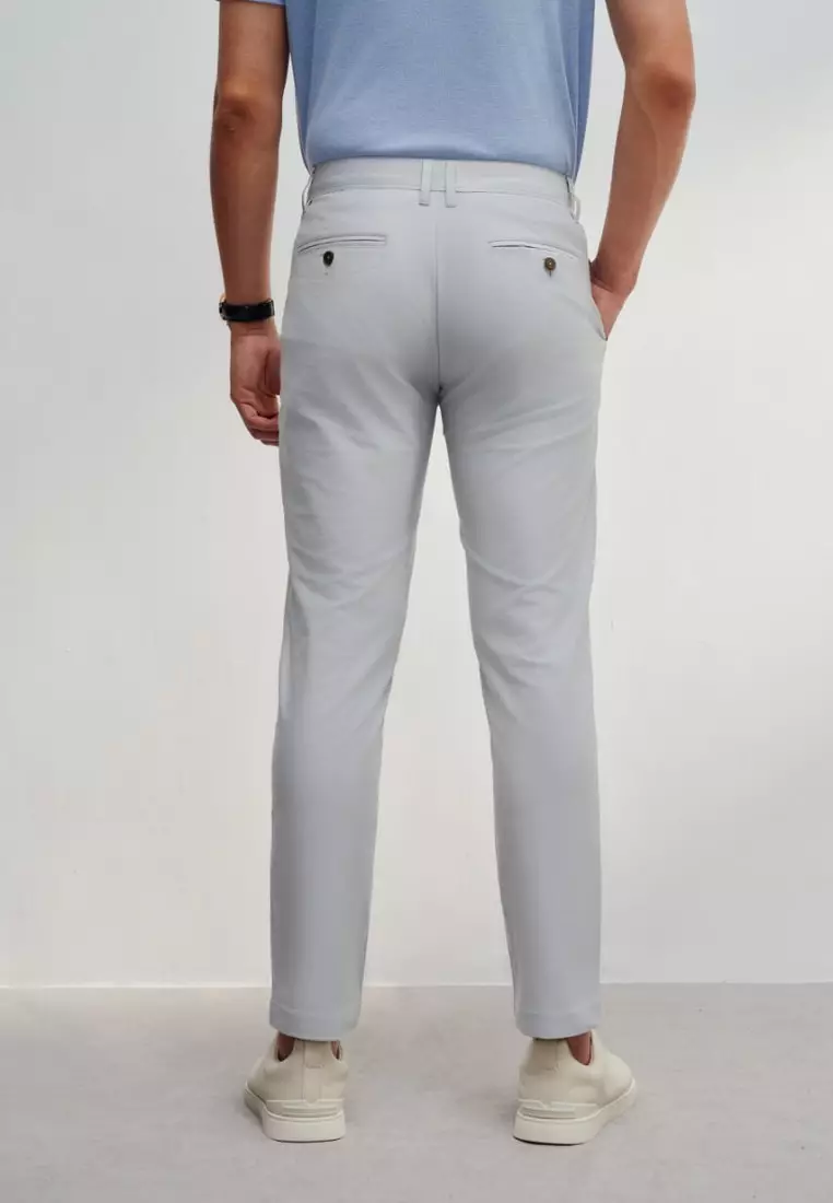 Soft Cotton Rich Stretch Slim Tapered Fit Twill Casual Pants