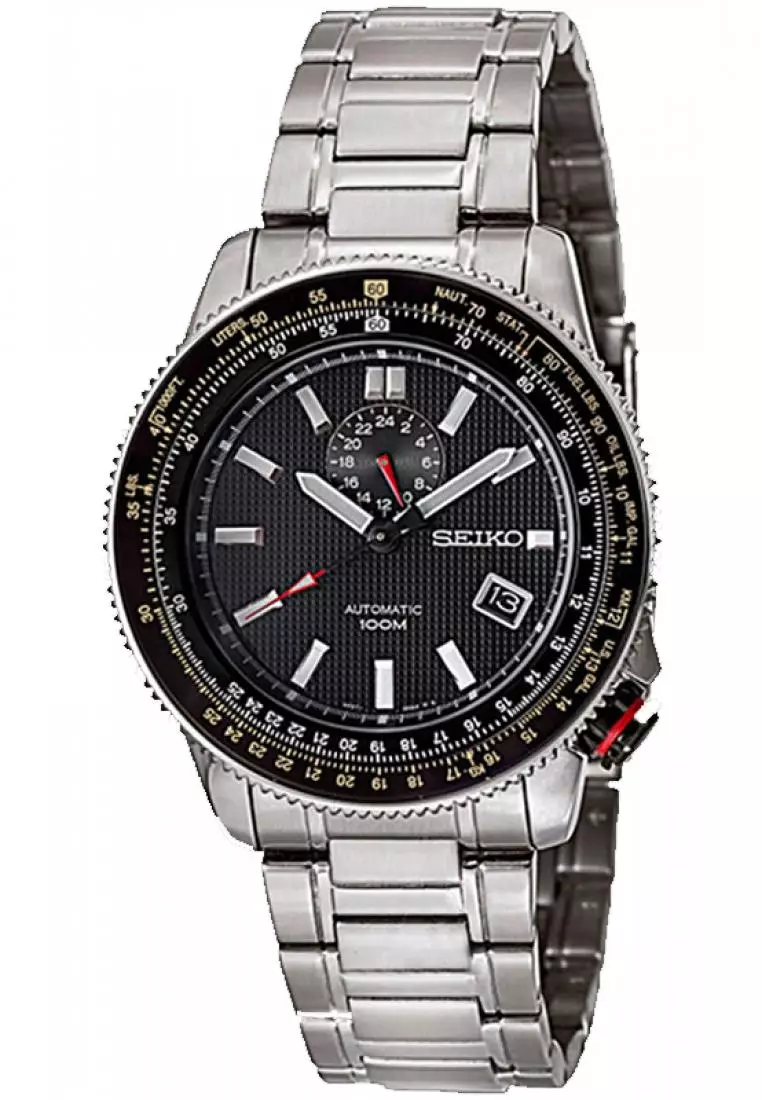 Jam Tangan Pria Seiko Original SSA005 Stainless Steel Silver Black Dial
