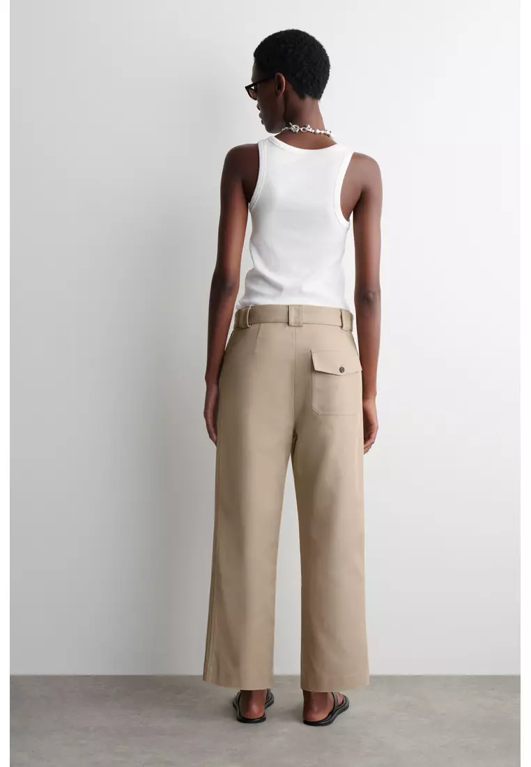 BELTED SLIM-LEG TROUSERS