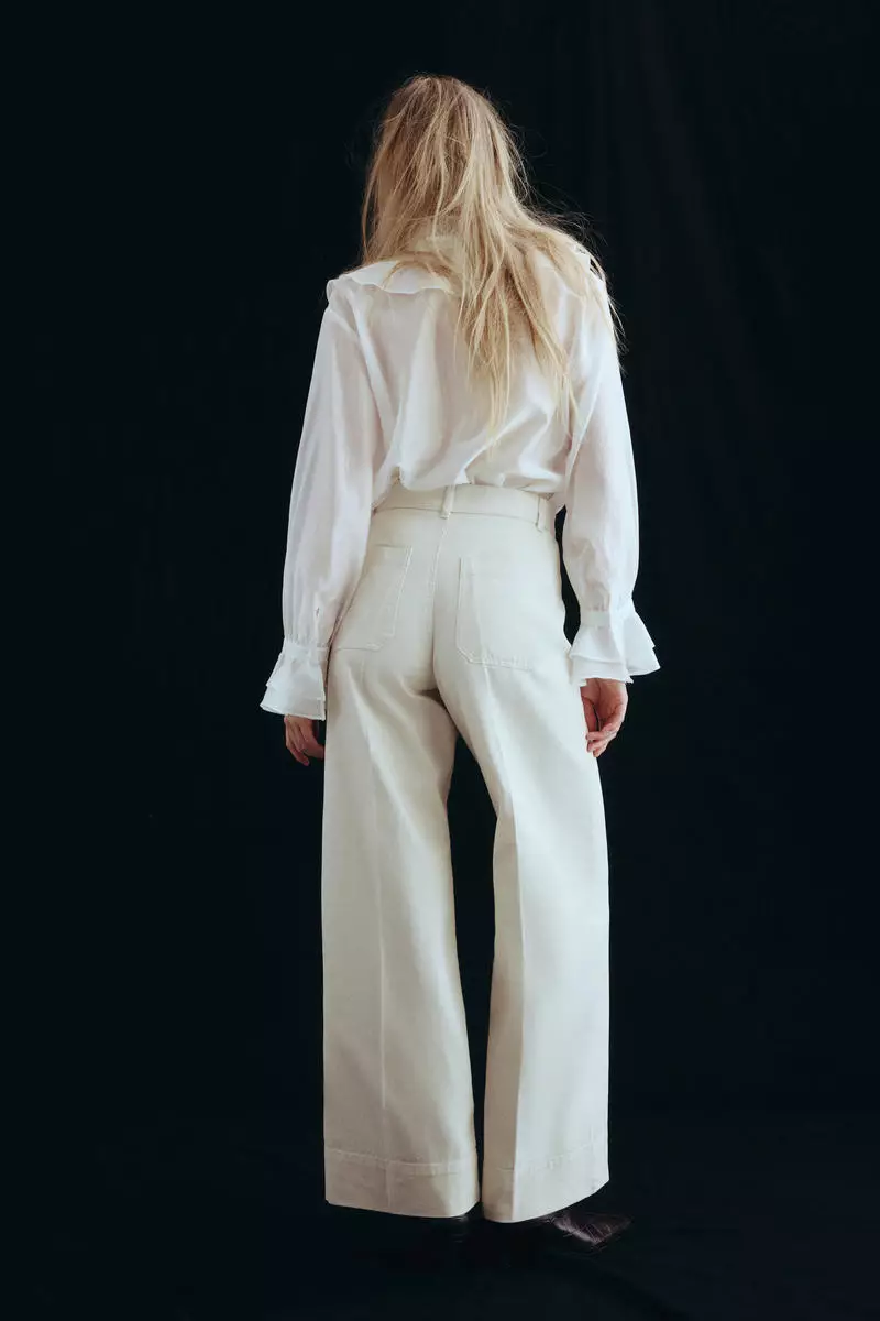 Wide twill trousers