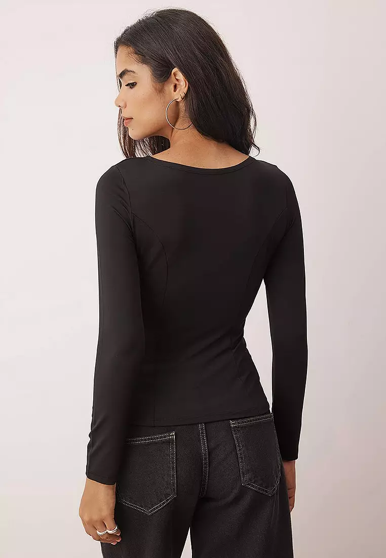 Fitted Boat Neck Top