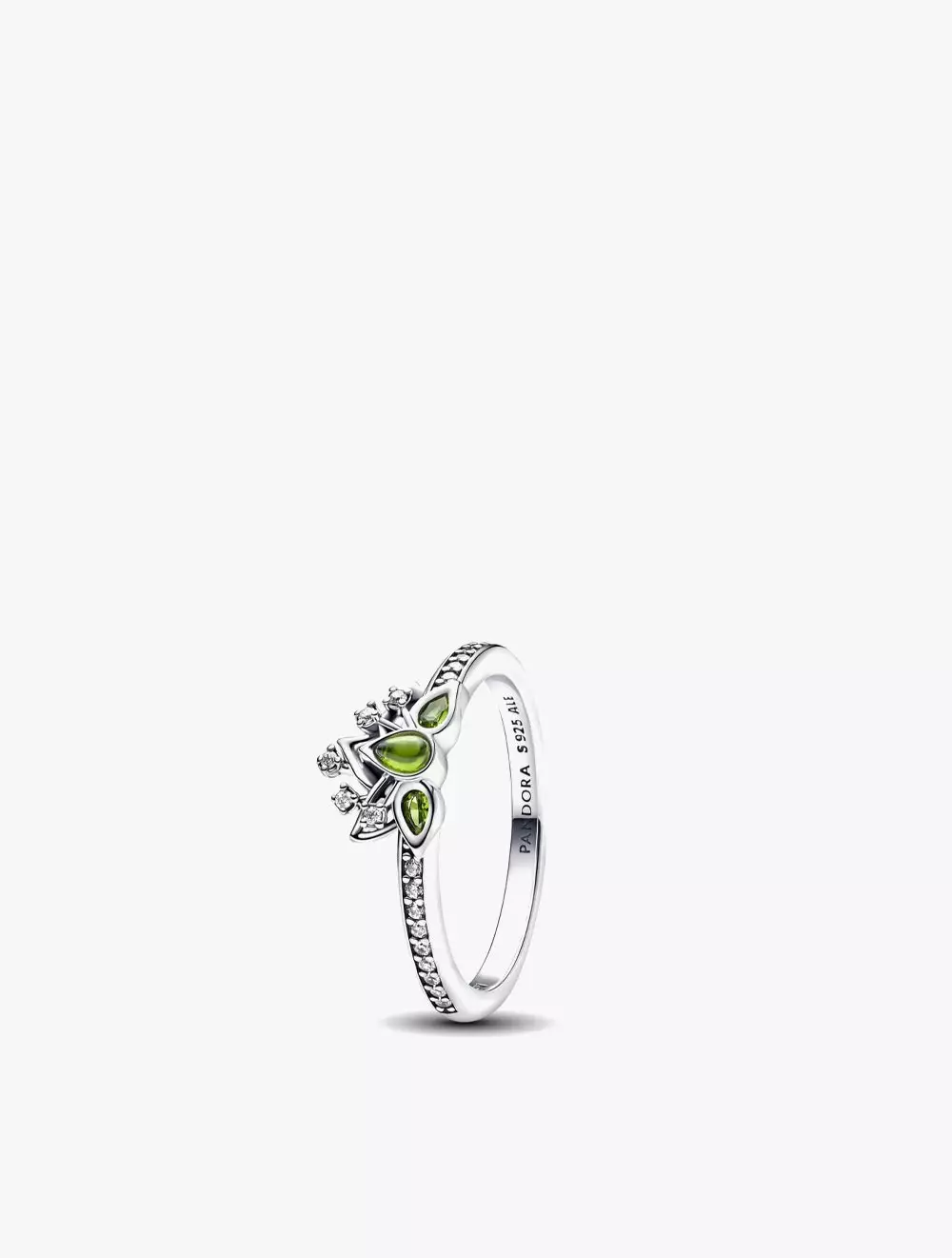 Disney Tiana sterling silver ring with green stone and clear cubic zirconia