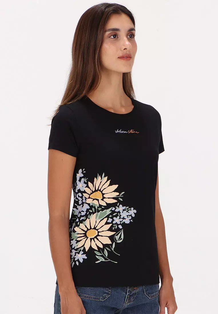 GST FLOWER SHOWER SHORT SLEEVE TEE BLK