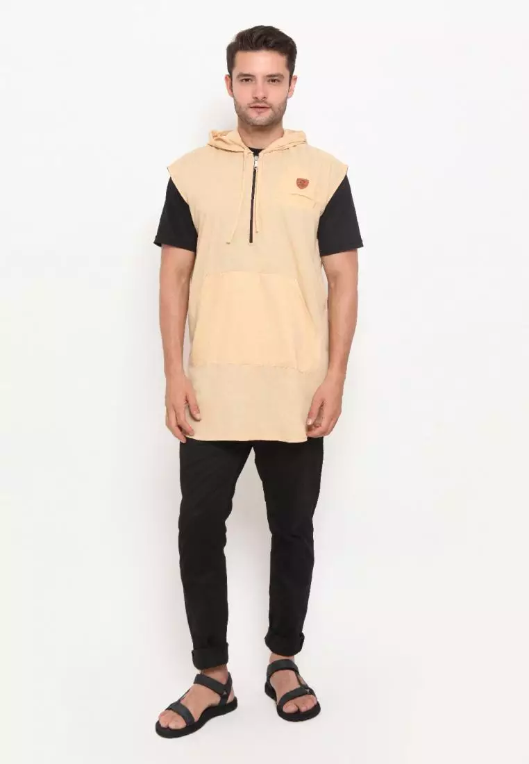 Zayidan Rompi Sholat Pocket Hoodie Muslim Pria - Kuning Gading