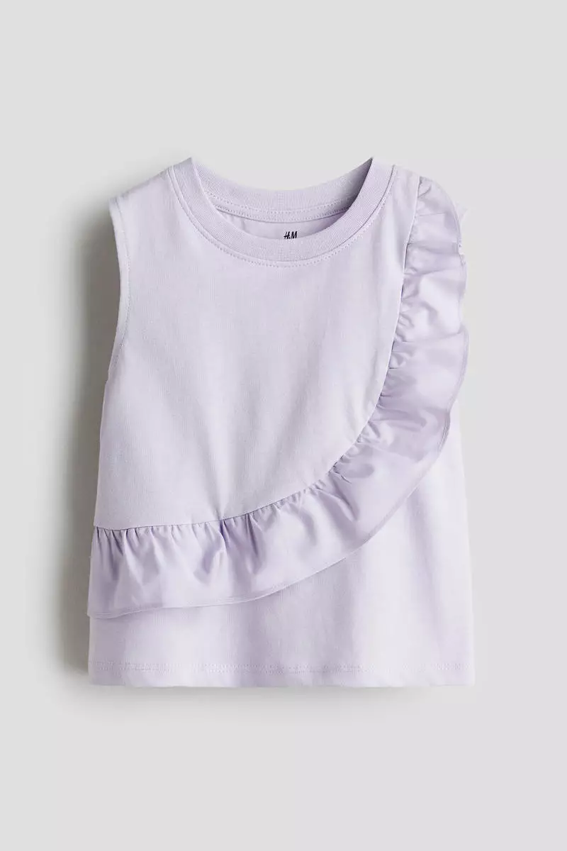 Frill-trimmed cotton top