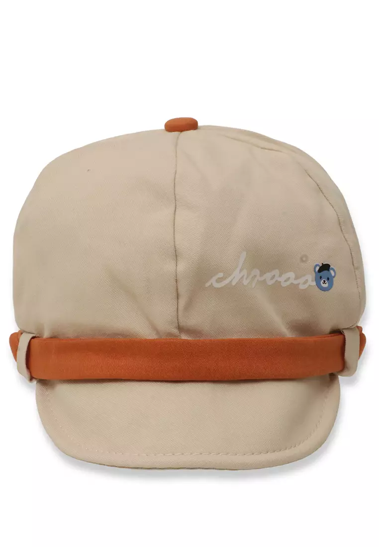 Otieno Aksesoris Fashion Topi Beret Anak Unisex Funny Design Kids Hat Material Cotton ORIGINAL - Cream