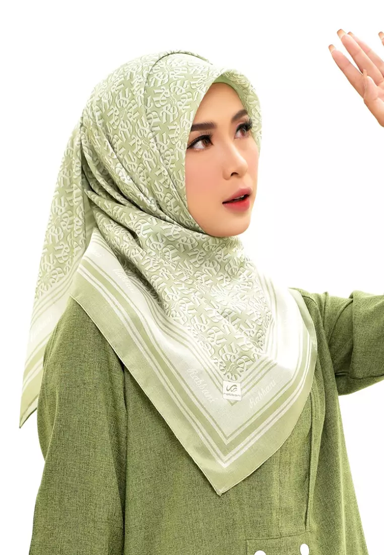 Rabbani - Kerudung Segi Empat Motif Tetra Arina AL - Olive