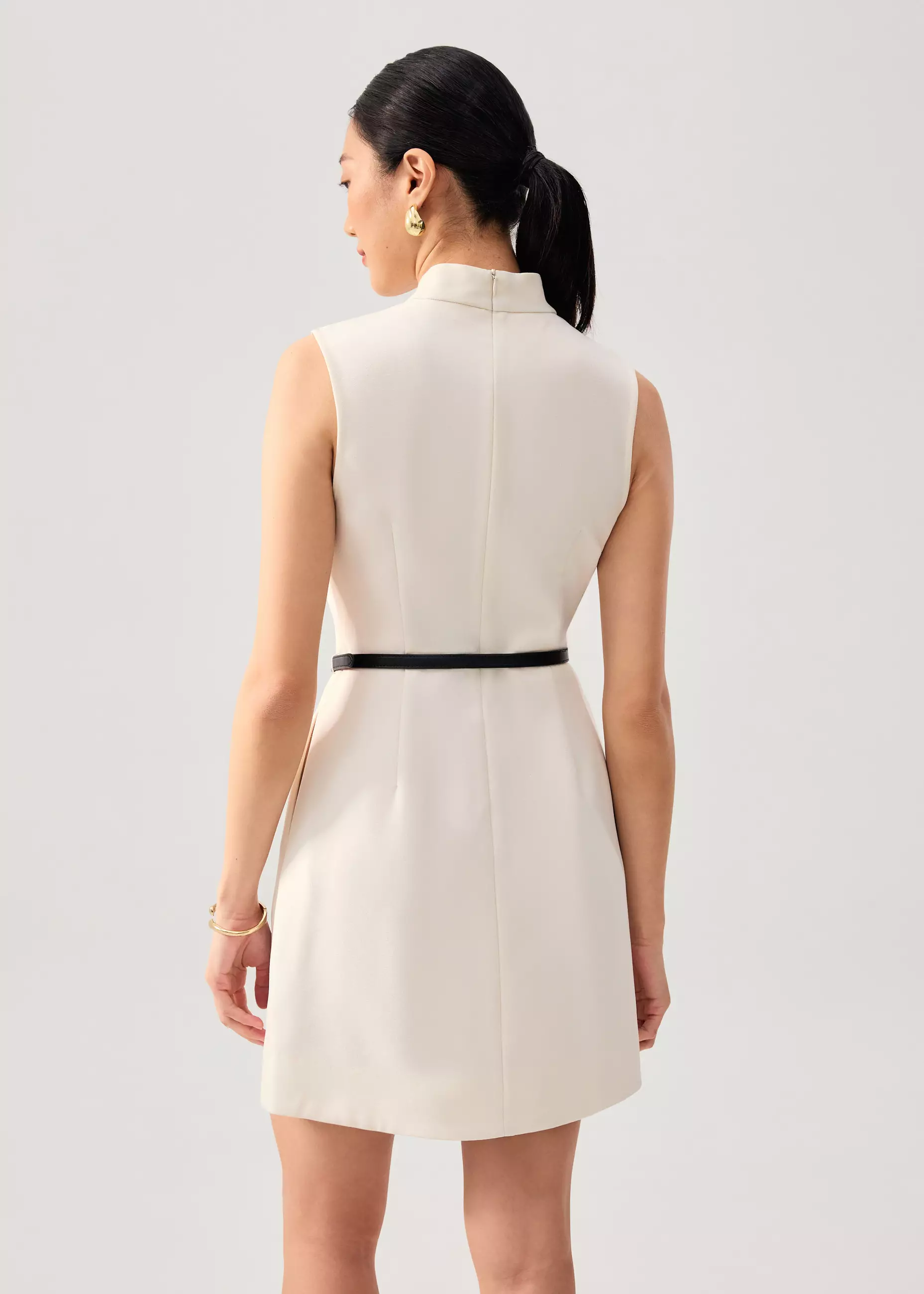 Dress Wanita - Suyin Belted Mandarin Collar Mini Dress
