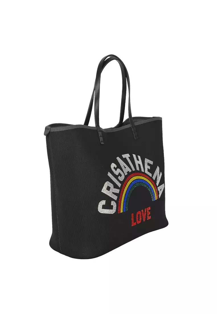 Glam Rainbow Large Tote Bag in BLACK